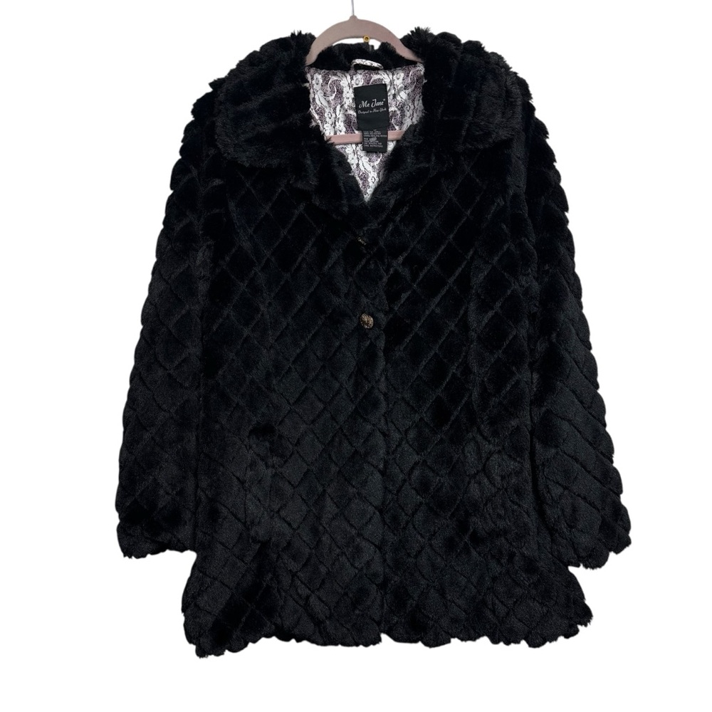 Me Jane Black Quilted Faux Fur Teddy Jacket‎